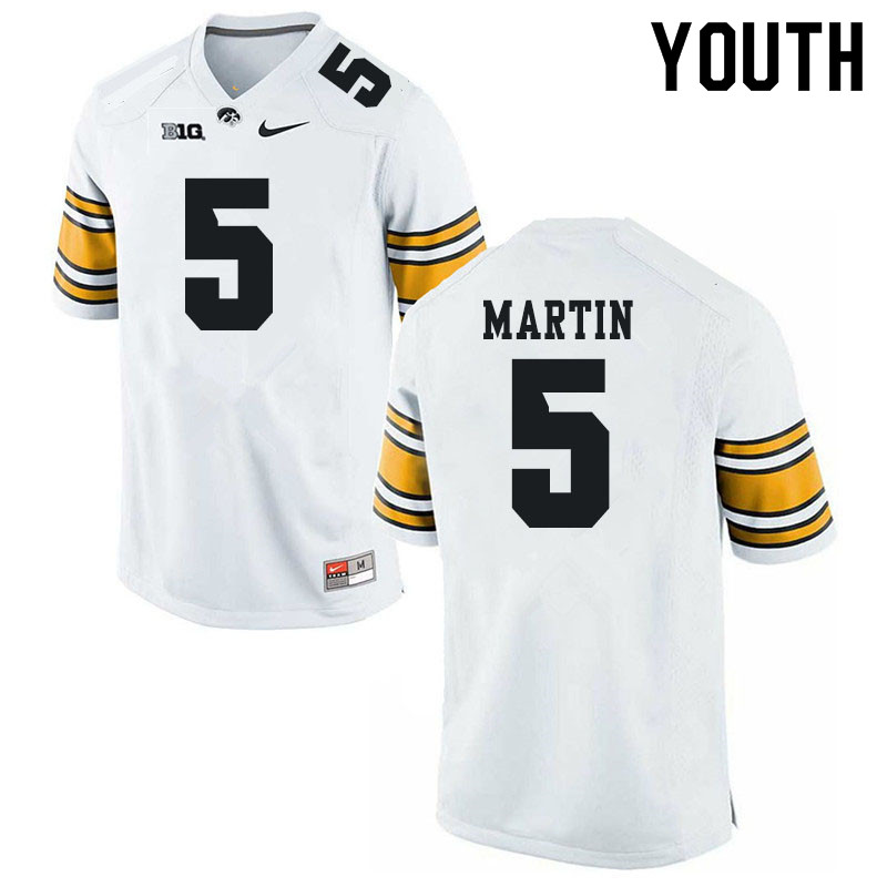 Youth #5 Oliver Martin Iowa Hawkeyes College Football Jerseys Sale-White - Click Image to Close